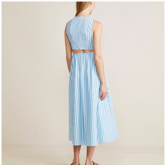NWT Vineyard Vines Cutout Maxi Dress Color: Kitt Stripe-MistBlue - Picture 2 of 4